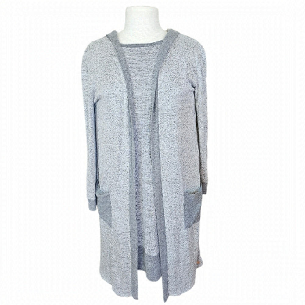 Turquoise Couture Lagenlook Stretchy Soft Gray Dress and Cardigan Set Size S